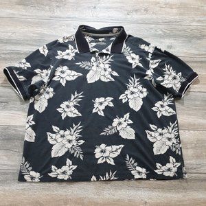 Caribbean Pineapple Mens XL Short Sleeve Knit Polo Shirt Vacation Casual Floral